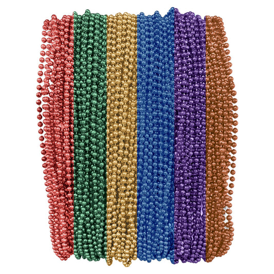 Mardi Gras Beads 33 inch 7mm, 6 Dozen, 72 Necklaces