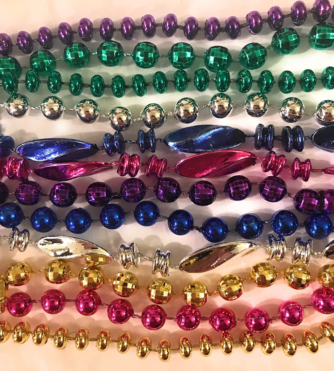 Mardi Gras Beads - Beaded Necklaces -12 Assorted Styles and Colors for Party Favors by The Mardi Gras Krewe