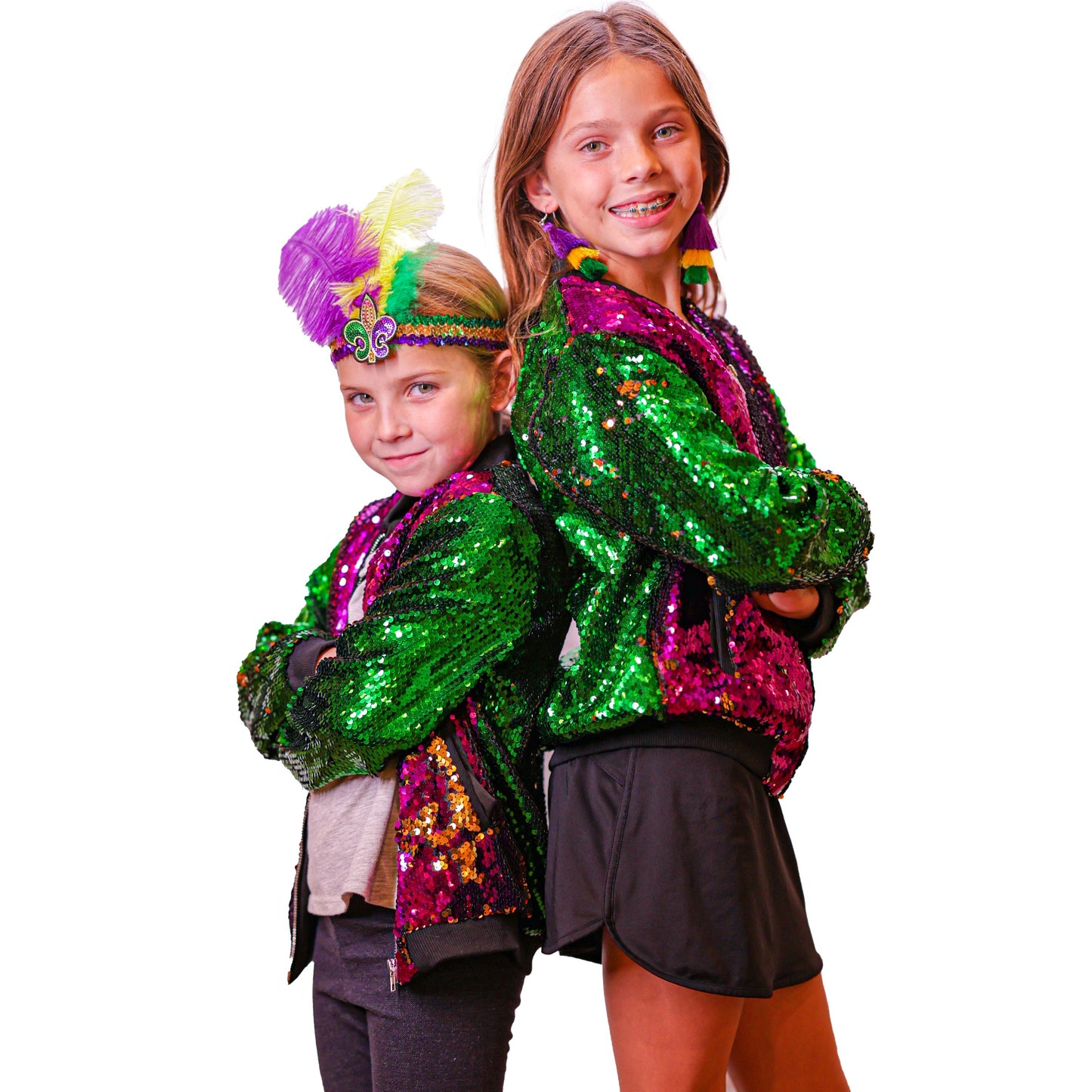 Reversible Mardi Gras Sequin Jacket for Women & Kids, Mardi Gras Outfit