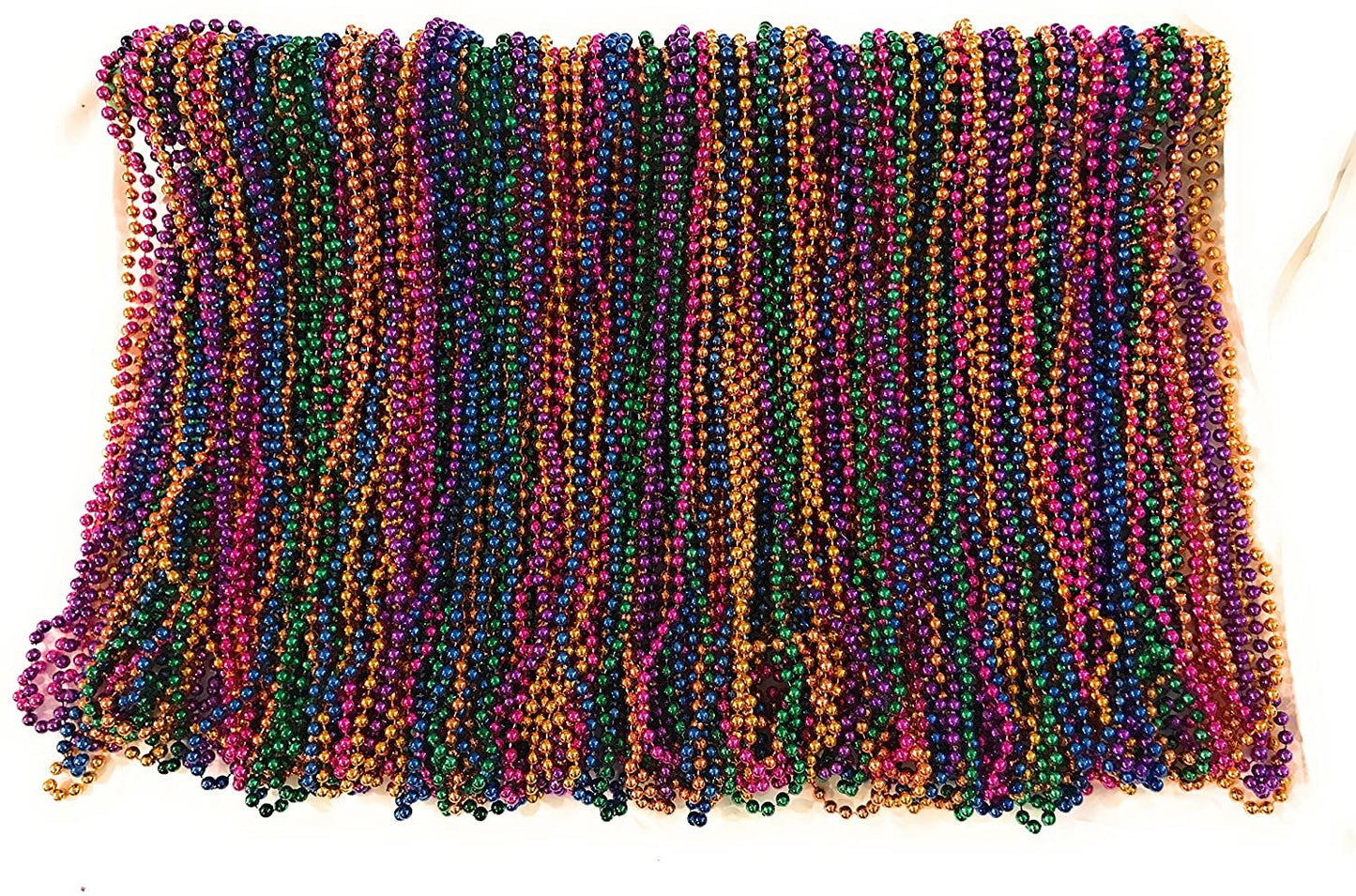 Assorted Mardi Gras Beads 33 inch 7mm, 10 Dozen, 120 Pieces