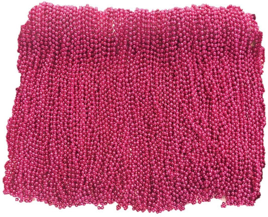 Hot Pink Mardi Gras Beads 33 inch 7mm, 10 Dozen, 120 Pieces