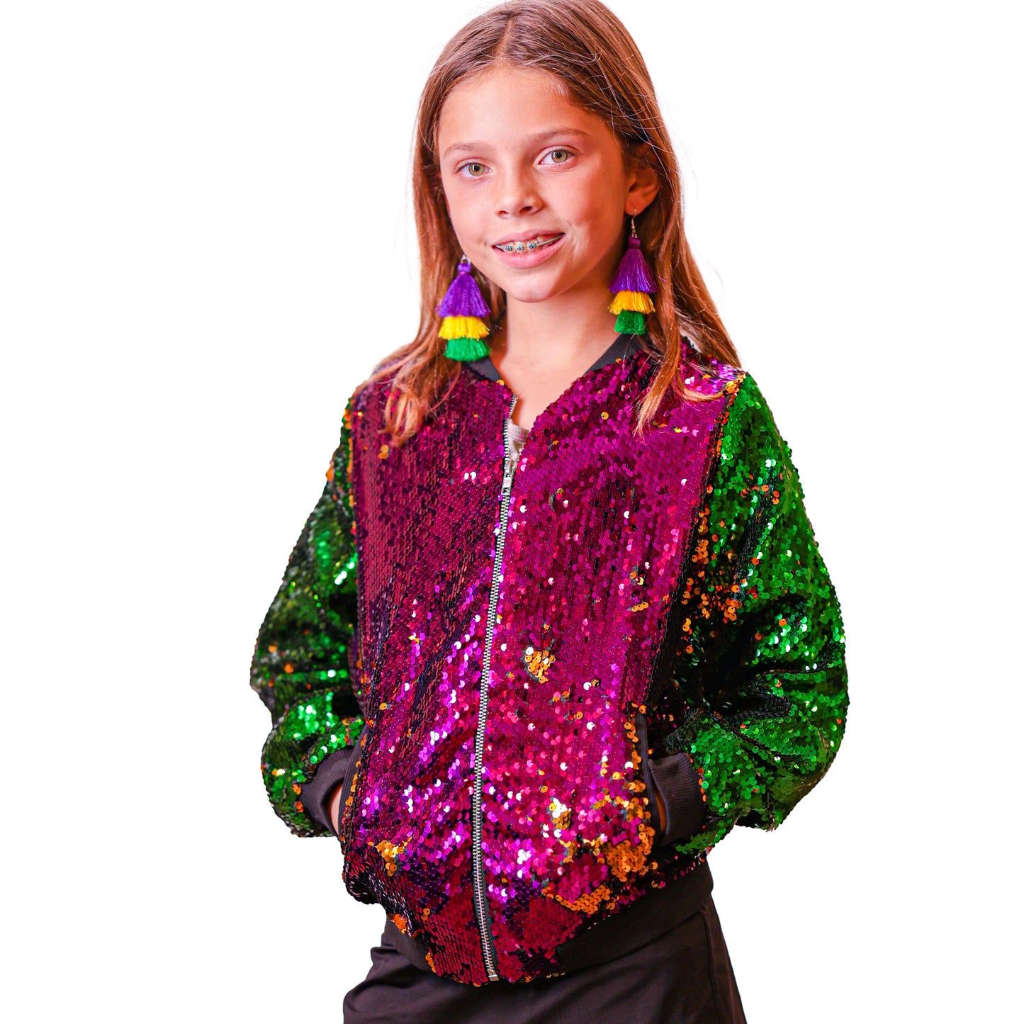 Reversible Mardi Gras Sequin Jacket for Women & Kids, Mardi Gras Outfit