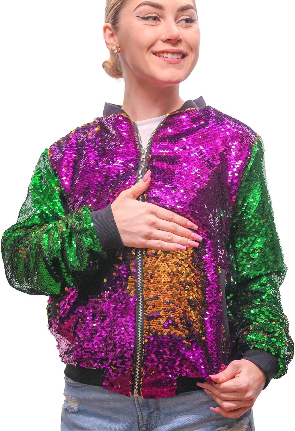 Reversible Mardi Gras Sequin Jacket for Women & Kids, Mardi Gras Outfit