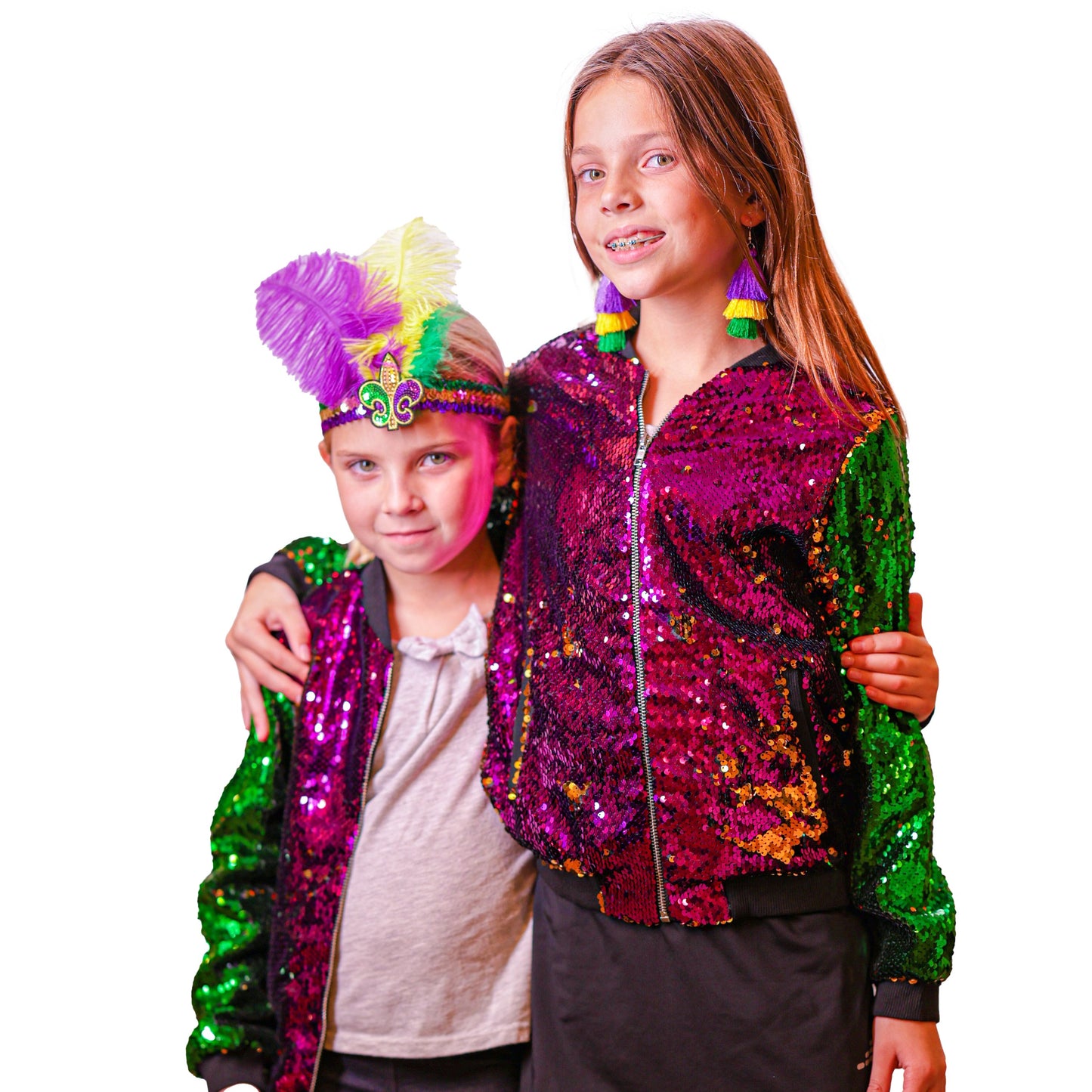 Reversible Mardi Gras Sequin Jacket for Women & Kids, Mardi Gras Outfit