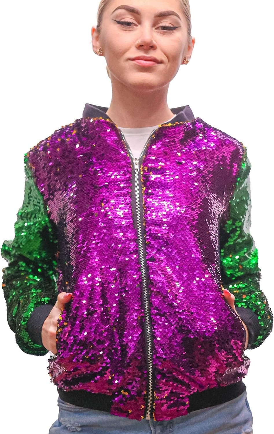 Reversible Mardi Gras Sequin Jacket for Women & Kids, Mardi Gras Outfit